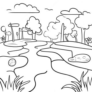 Mini Golf Kenttä Värittämissivu | Mini Golf värityssivu