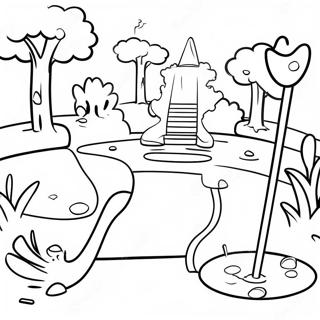 Värikkäät Mini Golf Esteet Värittämissivu | Mini Golf värityssivu