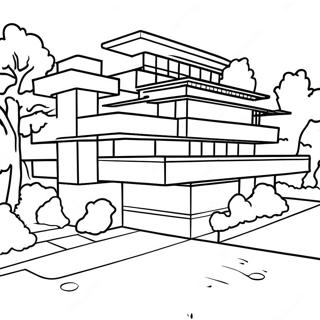Frank Lloyd Wrightin Arkkitehtoninen Suunnittelu Värittämissivu | Frank Lloyd Wright värityssivu