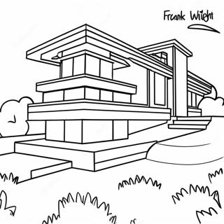 Frank Lloyd Wrightin Ikoninen Preeria-tyyli Värittämissivu | Frank Lloyd Wright värityssivu