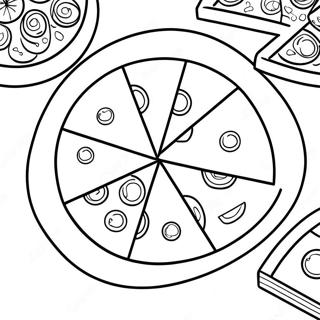 Värikäs Murtoluku Pizza Viipale Värittämissivu | Osuus värityssivu