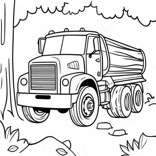 Iso Puunhakkuukuorma-auto Metsässä Värittämiseen | Puunkuljetusauto värityssivu