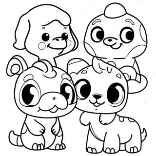 Suloiset Funko Pop -eläimet värityskuvassa | Funko Pop värityssivu