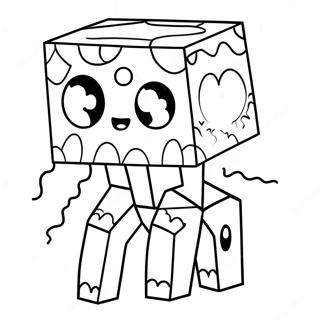 Söpö Minecraft Ghast suurilla silmillä värityssivu | Minecraft Ghast värityssivu