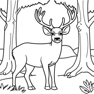 Majesteettinen Mule Deer metsässä -värityssivu | Mule Deer värityssivu