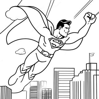 Supersankari Superman lentämässä -värityssivu | Teräsmies värityssivu