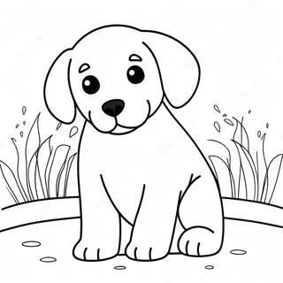 Leikkisä labradorinpentu värityssivu | Labrador värityssivu