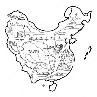 Taiwanin kartan värittämissivu | Taiwan värityssivu