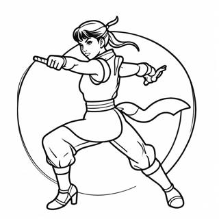 Chun Li dynaamisessa taisteluasennossa värityssivu | Chun Li värityssivu
