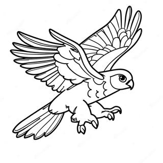 Majesteettinen falcon lennossa värittämislehti | Falcon värityssivu