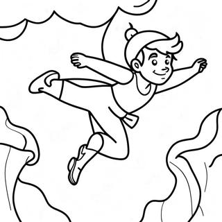 Peter Pan lentää Neverlandin yli -värityssivu | Peter värityssivu
