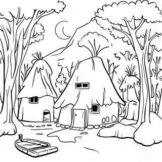 Perinteinen Wampanoag-kylä värityssivu | Wampanoag värityssivu