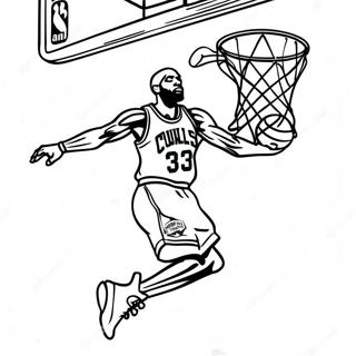 Dynaaminen NBA-pelaaja dunkkaamassa värityssivu | NBA-logo värityssivu