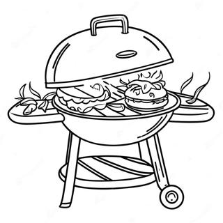 BBQ-grilli herkullisilla hampurilaisilla värityssivu | Grilli värityssivu