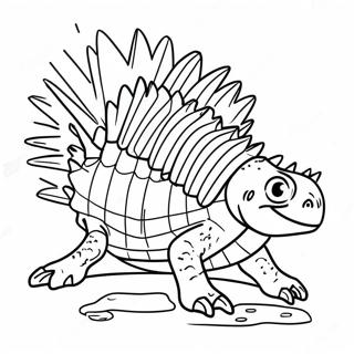 Värikäs Dimetrodon piikkisailalla värittämissivu | Dimetrodon värityssivu