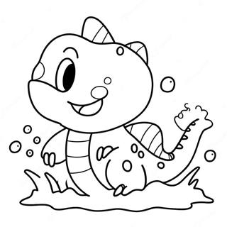Söpö Totodile vesileike -värityssivu | Totodile värityssivu