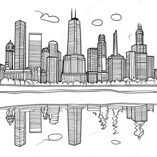Chicago-horisontti värityssivu | Illinois värityssivu