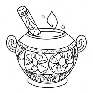 Värikäs Pongal-astia värityssivu | Pongal värityssivu