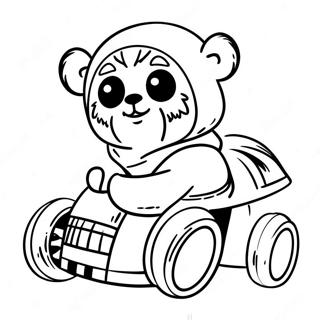 Söpö Ewok speederin kanssa värityssivu | Ewok värityssivu