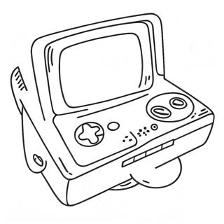 Retro videopelikonsolin värittämissivu | Videopeli värityssivu