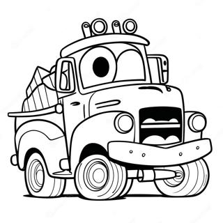 Hauska Mater ajamassa rekkaa värityssivu | Mater värityssivu