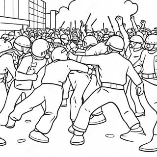 Mellakkakohtaus Värittämissivu | Riot värityssivu