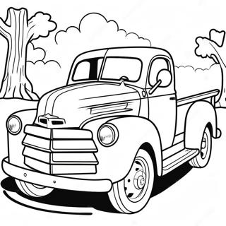 Classic Pickup-kuorma-auto -värityssivu | Kuorma-auto värityssivu