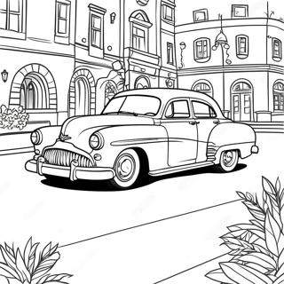 Retro Vintage Auto Värittämissivu | Retro värityssivu