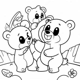 Teddiursa Leikkimässä Ystävien Kanssa Värittämissivu | Teddiursa värityssivu