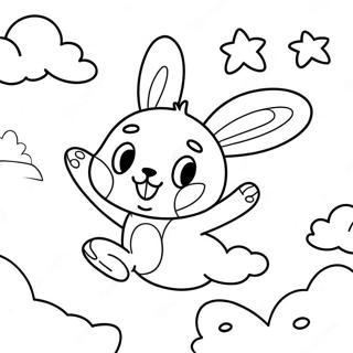 Super Jänis Poika lentämässä taivaalla värityssivu | Super Rabbit Boy värityssivu