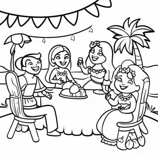 Luau-juhlan kohtauskuvitus | Luau värityssivu