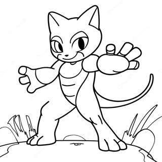 Mewtwo taisteluasennossa värityssivu | Mewtwo värityssivu