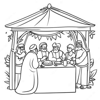 Juhlaväri Sukkot-juhla värityssivu | Sukkot värityssivu