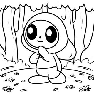 Söpö ujo kaveri metsässä -värityssivu | Shy Guy värityssivu