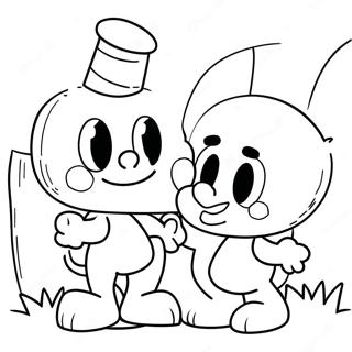 Cuphead ja Mugman Seikkailu Värittämiseen | Cuphead värityssivu