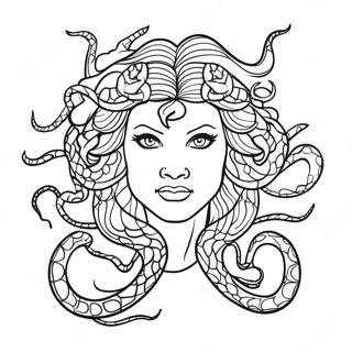 Myyttinen Medusa käärmeillä värityssivu | Medusa värityssivu