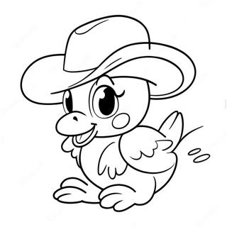 Söpö Daisy Duck hattu päässä -värityskuva | Daisy Ankka värityssivu