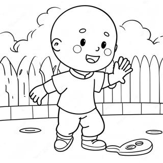 Caillou ulkona leikkimässä värityskuva | Caillou värityssivu