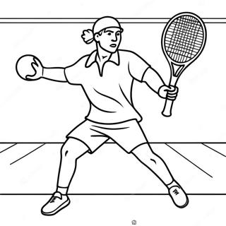 Tennispelaaja syöttää palloa värittämissivu | Tennis värityssivu