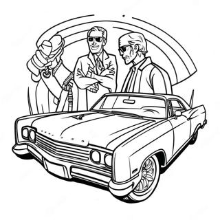 Klassinen lowrider hydraulisella jousituksella värittämissivu | Matala Auto värityssivu