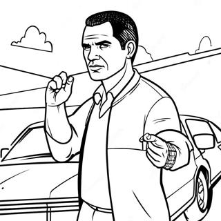 GTA-hahmo toiminnassa värityssivu | GTA värityssivu